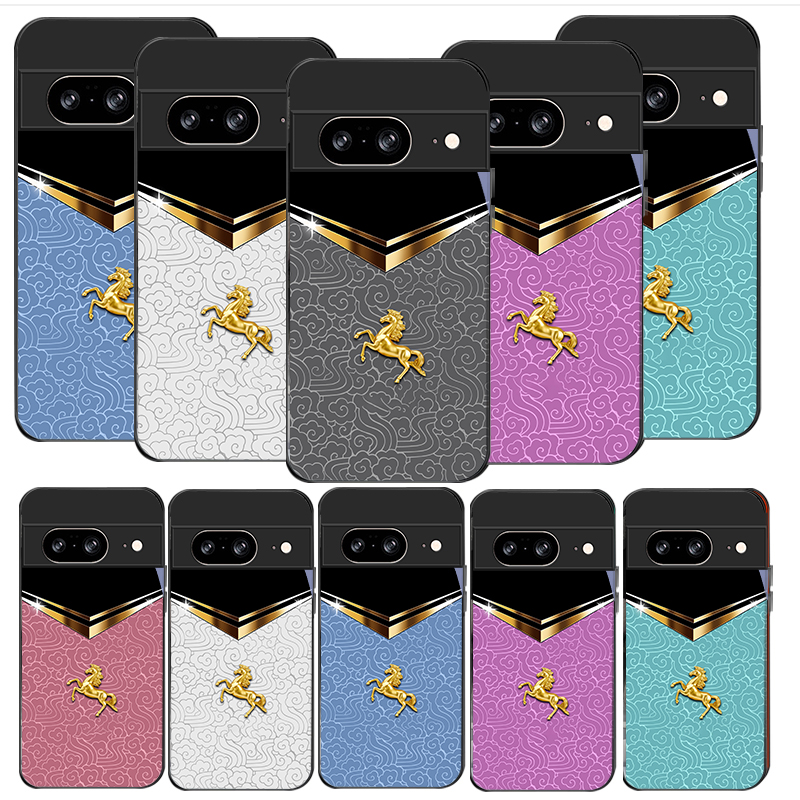 Phone Cases Google Pixel 7 - เคสโทรศัพท์แก้วสีดำลายม้าทองในยามค่ำคืน สำหรับ Google Pixel 8 7