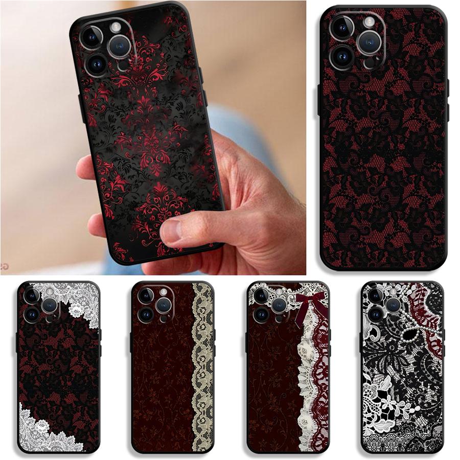 Phone Cases Xs - เคสโทรศัพท์ลายลูกไม้สีดำและสีแดงสุดเซ็กซี่สำหรับ Apple iPhone 17 Pro Max