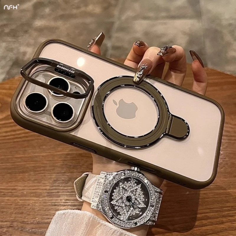 Phone Cases Best Buy - เคสโทรศัพท์ใสแบบหรูหราสำหรับ iPhone 16 Pro Max พร้อมที่ยึดแม่เหล็ก