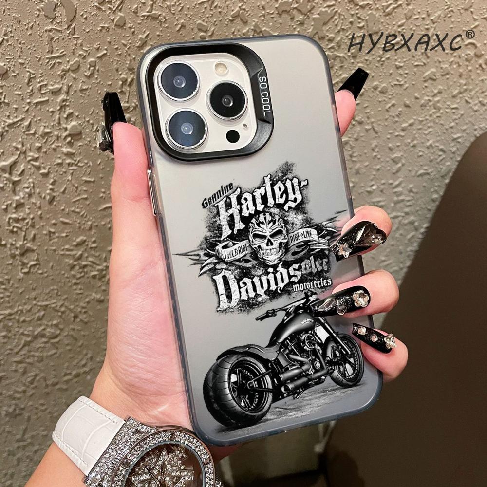 Phone Cases Trending - HYBXAXC เคสโทรศัพท์ดีไซน์โกธิค H-harley Skull ลายมอเตอร์ไซค์ แฟชั่นสีเงิน