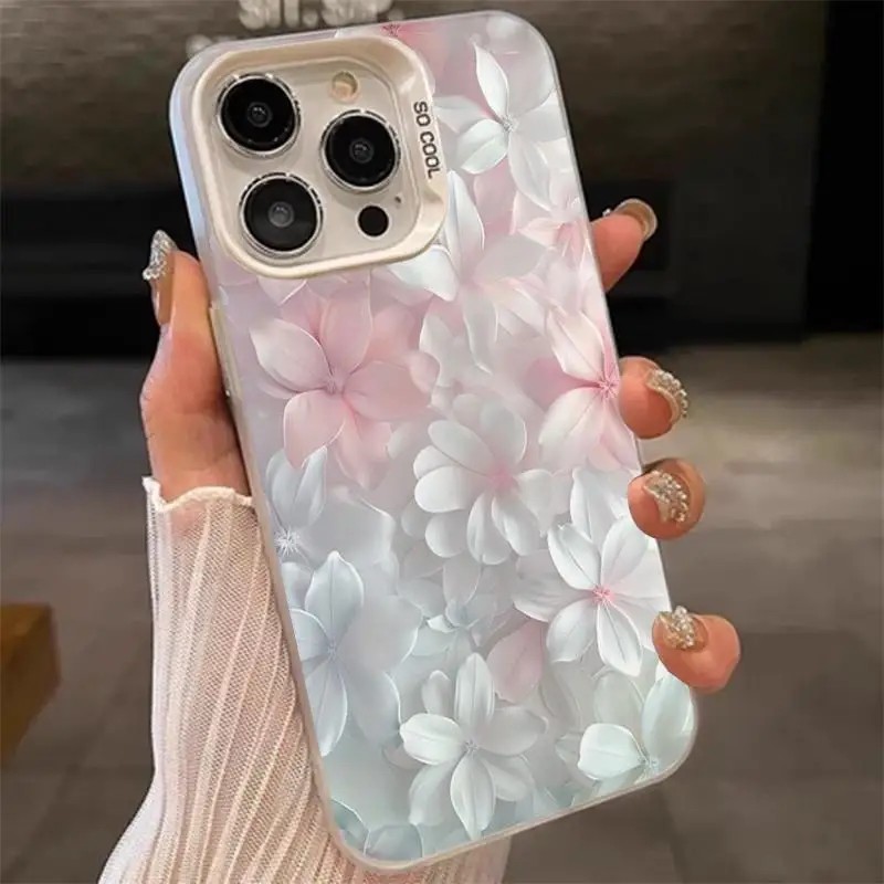 Phone Cases Unique - เคสลายดอกไม้สีชมพูสำหรับ iPhone 15Pro 17 16 14