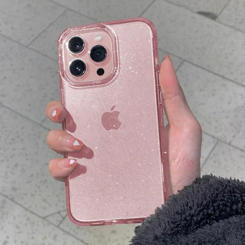 Phone Cases Pinterest - แฟชั่นคลาสสิก Flash Powder โปร่งใสนุ่มกันกระแทกโทรศัพท์มือถือสําหรับ iPhone16 15