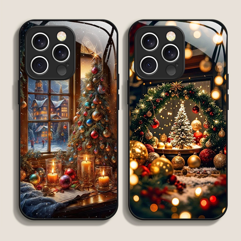 Phone Cases Xs - เคสโทรศัพท์ลายต้นคริสต์มาส ของขวัญ ทิวทัศน์เมืองหิมะ สำหรับ iPhone 17
