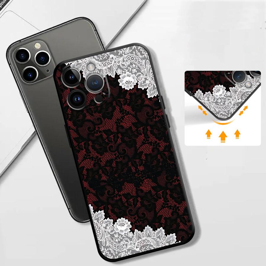 เคสโทรศัพท์ลายลูกไม้สีดำและสีแ - Phone Cases Xs บทวิจารณ์และราคา