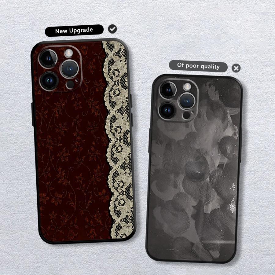 เคสโทรศัพท์ลายลูกไม้สีดำและสีแ - Phone Cases Xs บทวิจารณ์และราคา