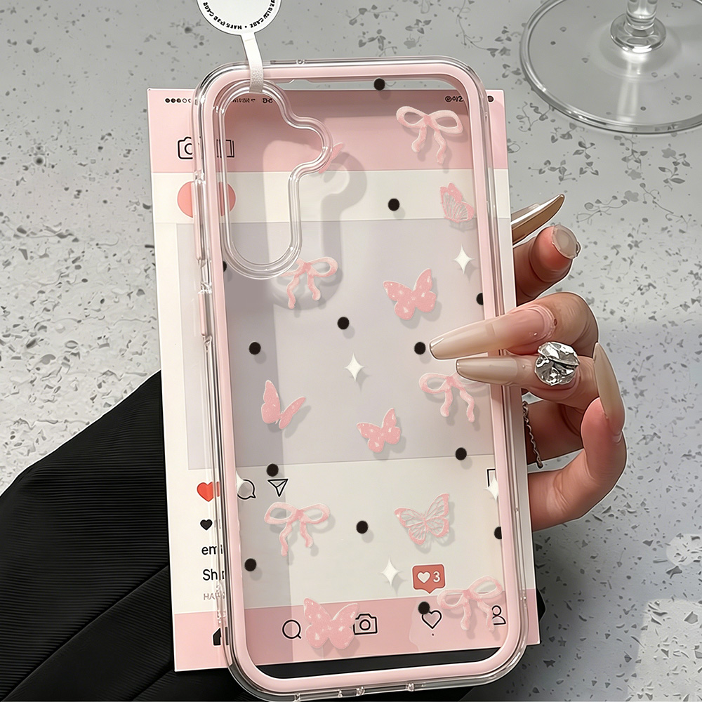 เคสโทรศัพท์น่ารักสีชมพูประดับโ - Phone Cases That Cover The Camera บทวิจารณ์และราคา